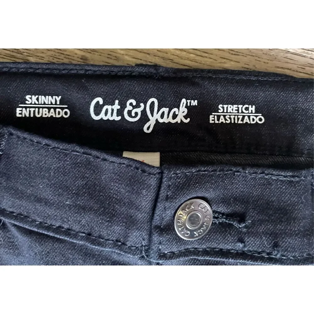 Cat & Jack Black Jeans 16 Skinny Stretch Adjustable Waist New